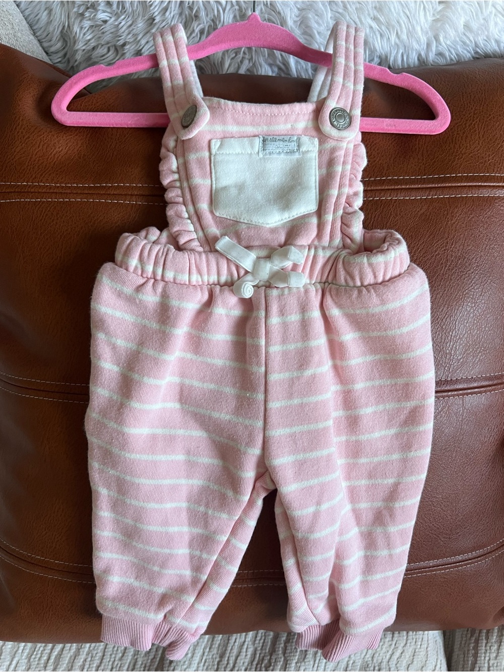 7 for all mankind like new baby  Pink and White Striped Overalls
